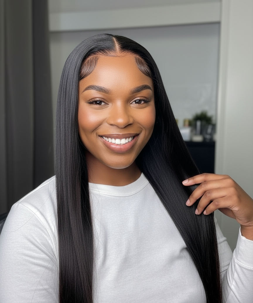 Déclinaison main touchant les cheveux