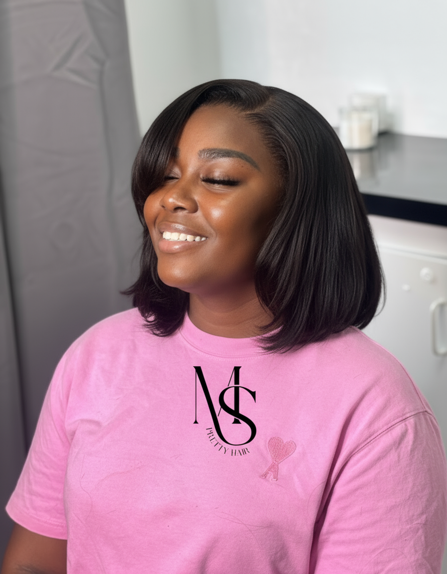 Femme satisfaite avec bob Ms Pretty Hair