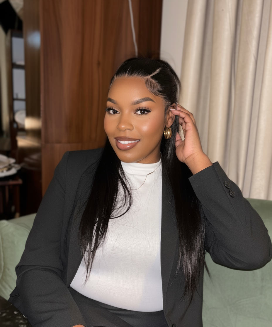 Pose avec main dans les cheveux