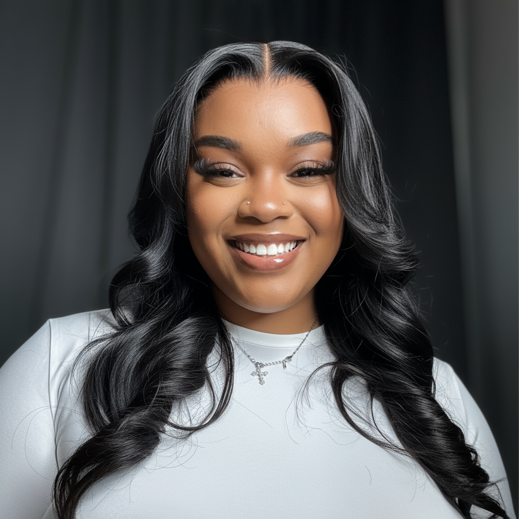 Sourire prononcé - Perruque ondulée